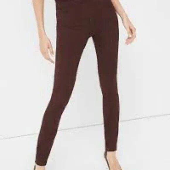 WHBM Genuine Suede & Ponte Knit The Legging  Women's 4  Side Zip Mid-Rise Brown - Picture 14 of 14